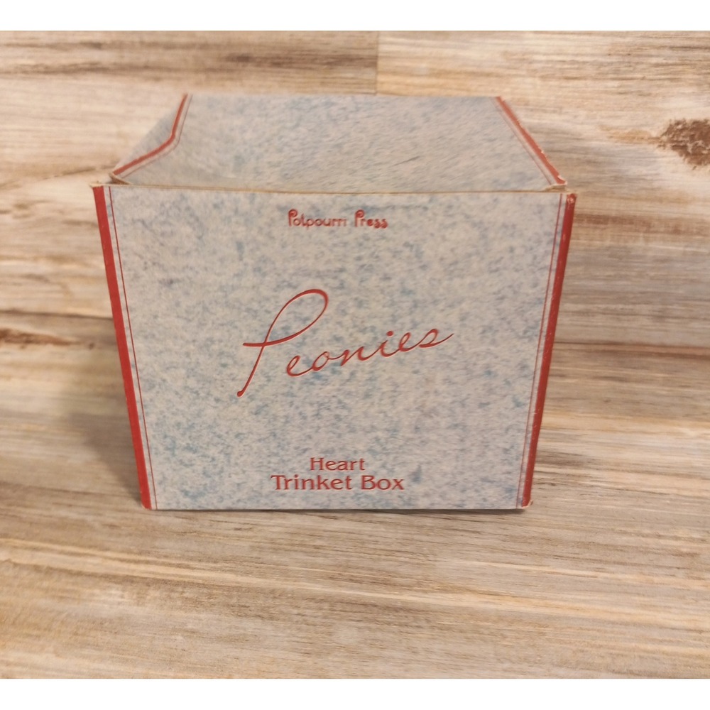 Vintage 1990 Potpourri Press Peonies Heart Ceramic Trinket Box Floral 457253 NIB